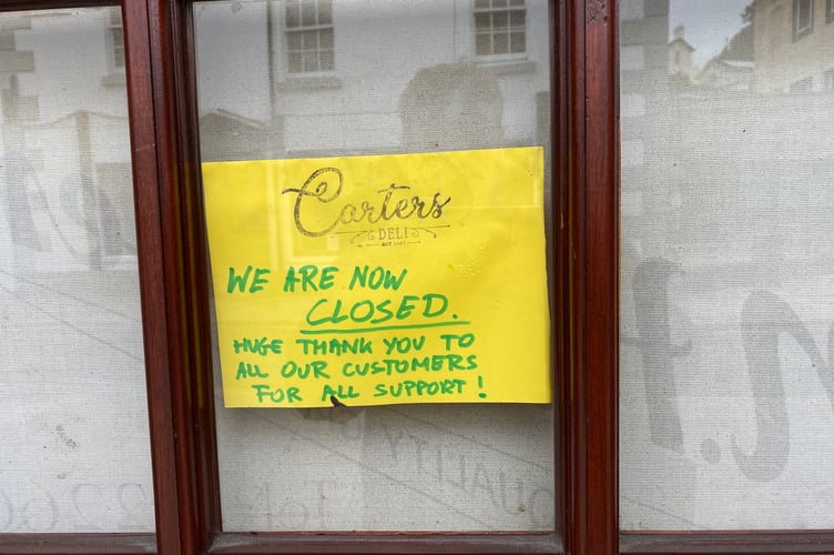 Carters delicatessen  is yet another independent shop on Tavistock's high street which has closed down recently.