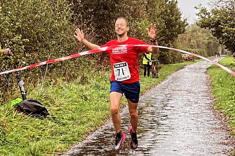 Sam Larkham, Tavistock Athletic Club, winning the RunFitRun five-miler.