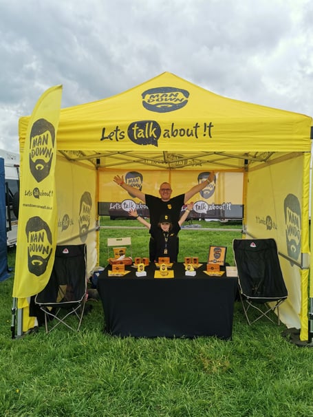 Chris Theobald, takes his daughter Adelaide to events and acknowledges the role Man Down paid in ensuring his daughter still has a Dad. He gives his time now to help other men. (Picture: Man Down, Chris Theobald)