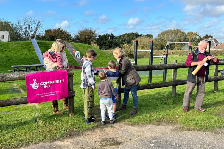 Rebecca Smith, MP, (centre) opens Crapstone play park.