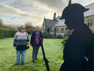 Remembrance figures in churchyard