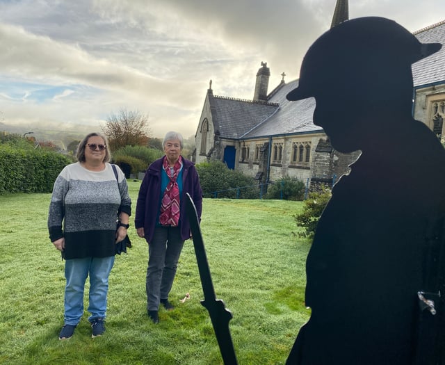 Remembrance figures in churchyard