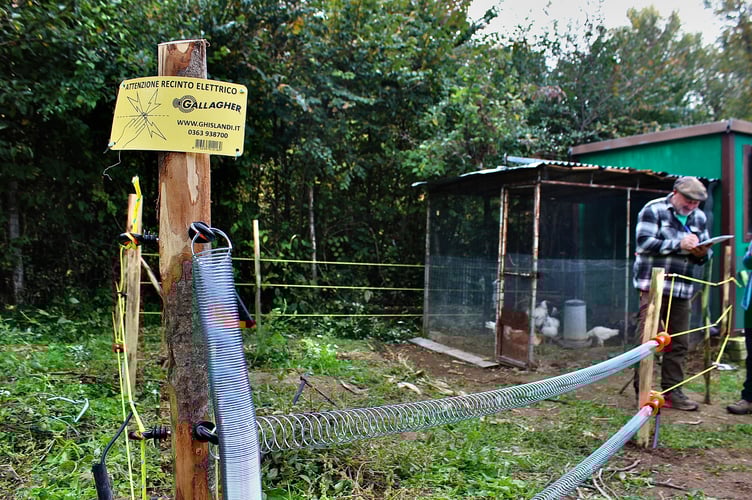 This chicken coop in the mountains is protected by an electric fence