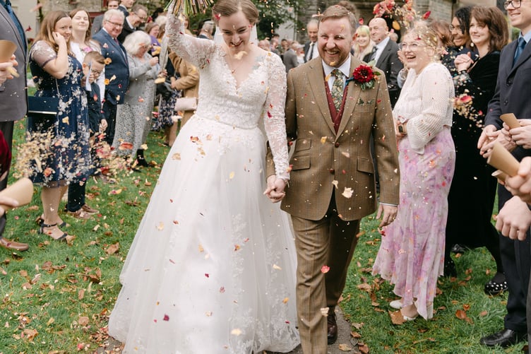 Steam whistles and bells competed at Alex and Kayleigh Masters' wedding wedding.