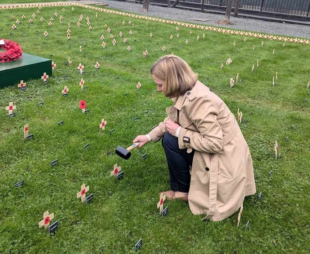MP plants a poppy cross at the Houses of Parliament 