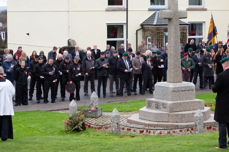 Princetown Remembrance service and parade at the war memorial.