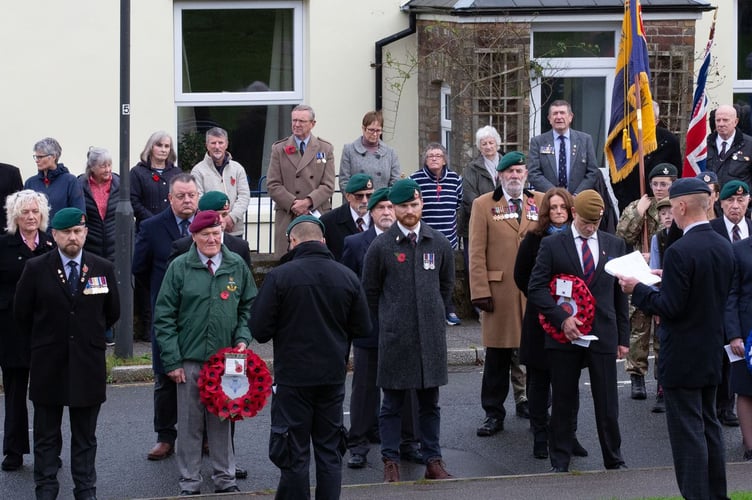 Princetown Remembrance Sunday parade and service lines up.