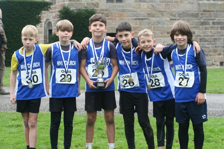 OCRA cross-country boys winners Whitchurch Primary at Castle Drogo