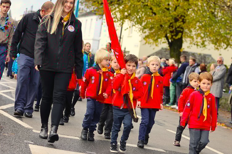 Tavistock Scout Group take part in Tavistock Remembrance Sunday Parade