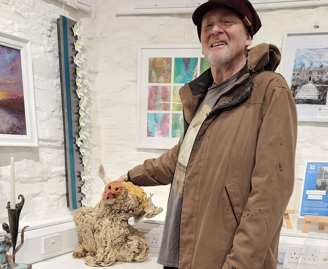 Sculptor at Cotehele exhibition