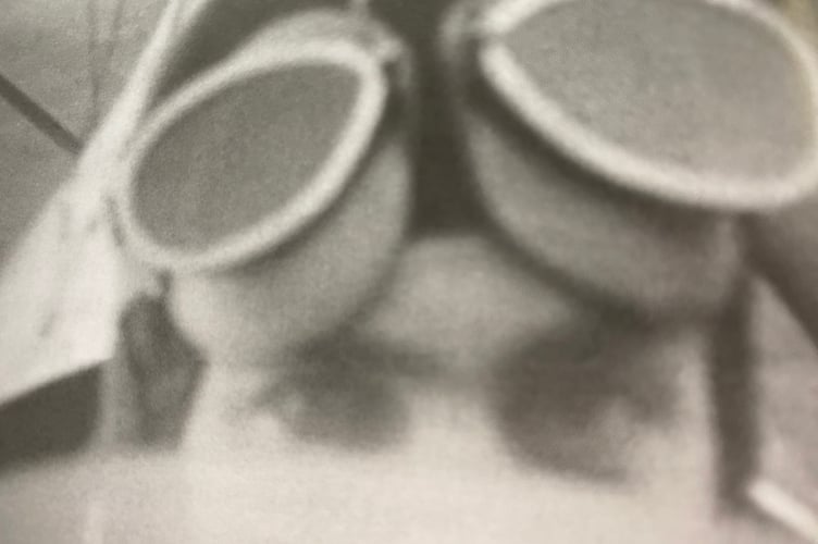 An early 'selfie' in his flying goggles, by pioneer aviator Roly Alderson. His amazing exploits are outlined in a fascinating book by his son Mark from Brentor.