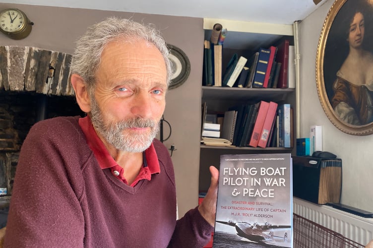 Brentor author David Alderson and his new book about the incredible story of his flying ace father Roly.