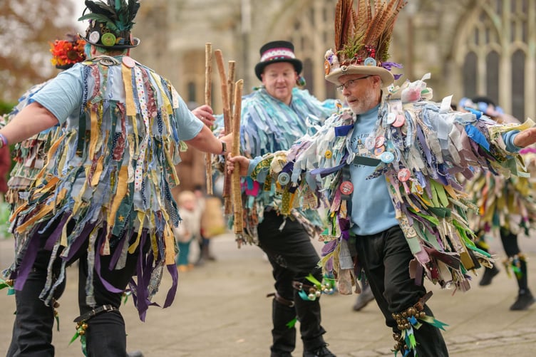 A group of Morris dancers in Tavistock
