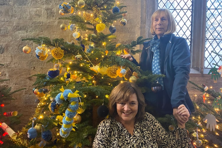 Tavistock Dementia Alliance creation at Tavistock Christmas Tree Festival with Holly Stirling and Amanda Bowen.