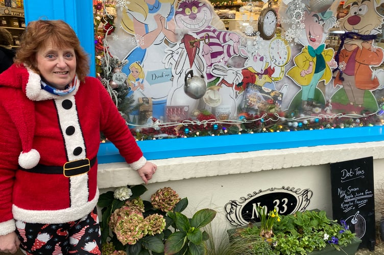 Dotty King of Dot's Teas and health Foods, hoping for a busy pre-Christmas late-night shopping bonanza at Tavisock Pannnier Market.