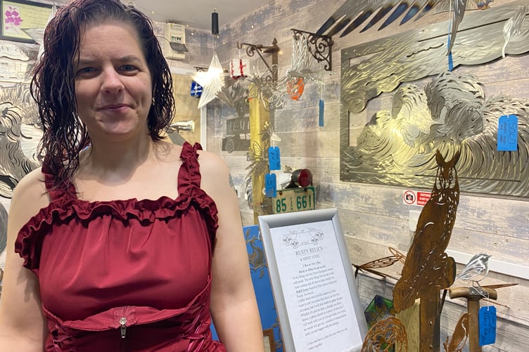 Susie Evans, of Evanswood Embroidery, looking after Rusty Relics store in Tavistock Pannier Market