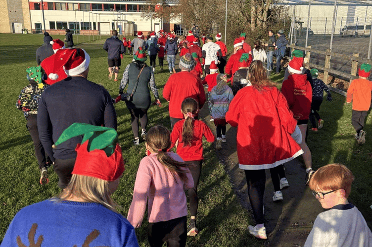 Runners at the Santa Run