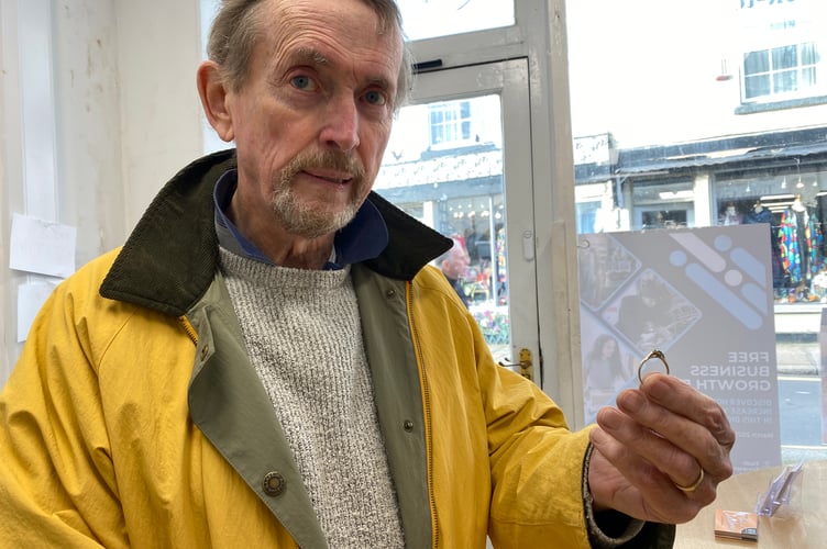 Tim Britten is appealing for the owner of a ring with a green stone or gem to come forward after he found it in Tavistock. 