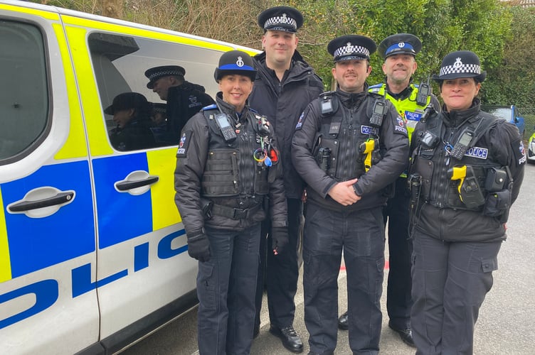 Tavistock community policing team Debbie Hollinson, Sgt Tom Ottley, Kevin Williams and Jenny Mashford