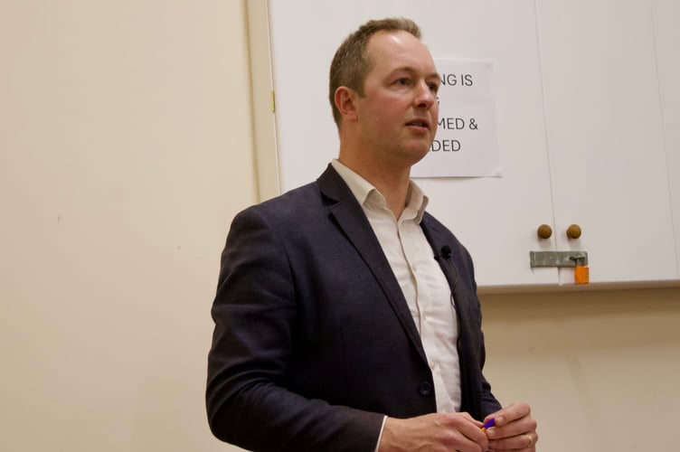 Lib Dem MP Richard Foord during the debate. Picture: LDRS/Alfie Richardson.