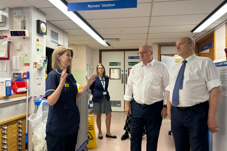MPs Sir Ed Davey, right and Ian Roome with staff in the Intensive Care department at the North Devon District Hospital. Picture: Royal Devon University Healthcare NHS Foundation Trust