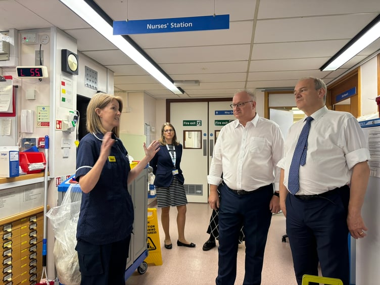 MPs Sir Ed Davey, right and Ian Roome with staff in the Intensive Care department at the North Devon District Hospital. Picture: Royal Devon University Healthcare NHS Foundation Trust