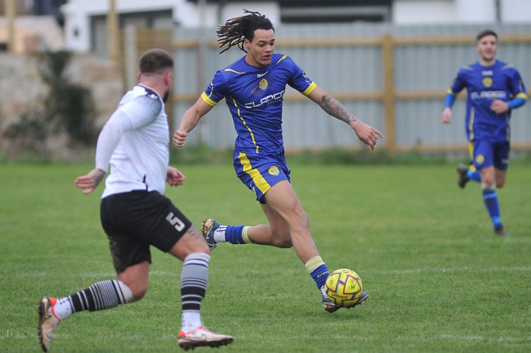 Football. South West Peninsula League: Walter C Parson League Cup/ Teignmouth AFC versus Okehampton Agyle. Match went Argyle's way with a 5-4 win.