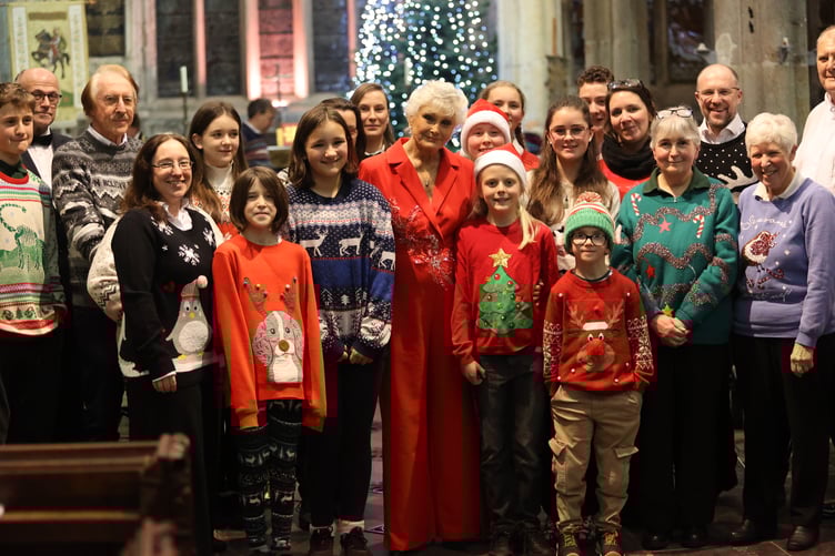 Tavistock Stannary Brass Band with Angela Rippon at a Christmas concert in St Eustachius' Church, Tavistock, Saturday, December 14.
