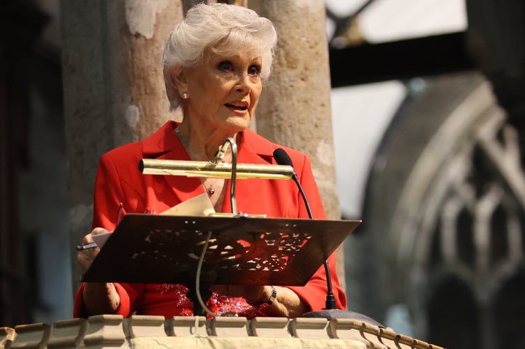 Broadcaster Angela Rippon at the Christmas concert with Tavistock Stannary Brass Band in St Eustachius' Church, Tavistock, Saturday 14 Dec. Picture by Chris Cottrell.