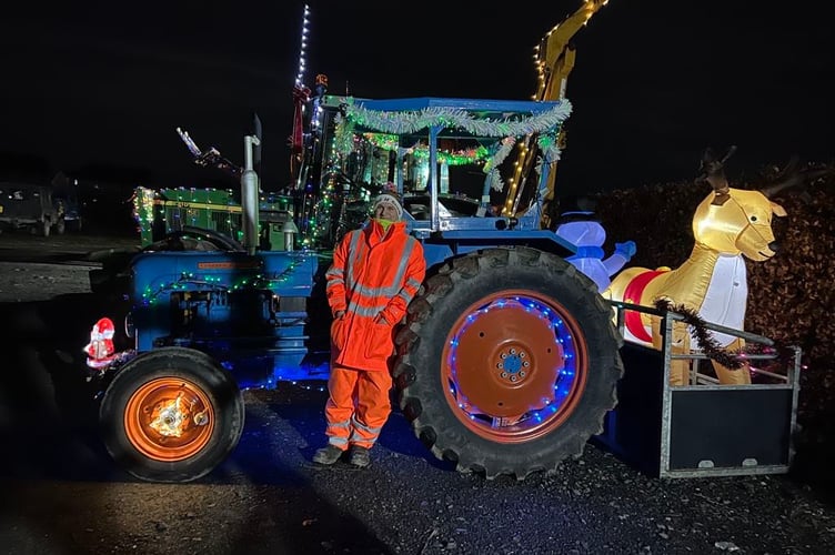 Bere Alston tractor run with reindeer.