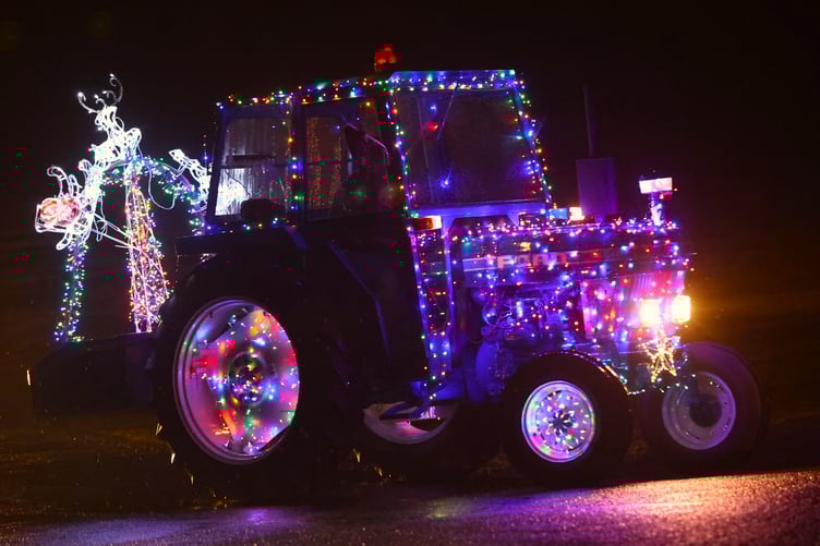 Tavistock's Christmas tractor run in aid of the 'Lambs' football club. By Chris Cottrell.