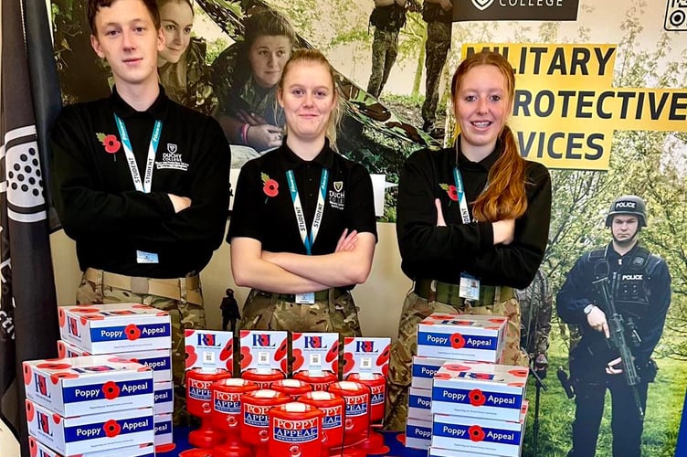 Students from the Duchy College Military and Protective Services Academy have led this year's Callington District Poppy Appeal to a record-breaking total