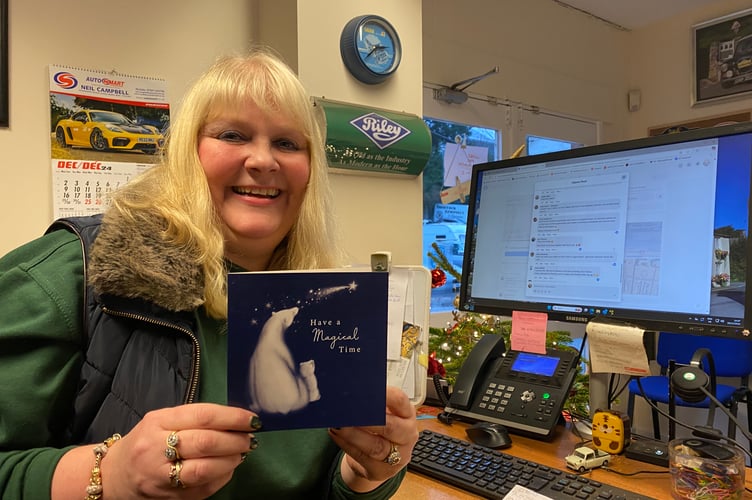 Claire White is overwhelmed after getting an anonymous Christmas card thanking her for bringing joy to people who see her Lamerton home covered in hanging baskets. 