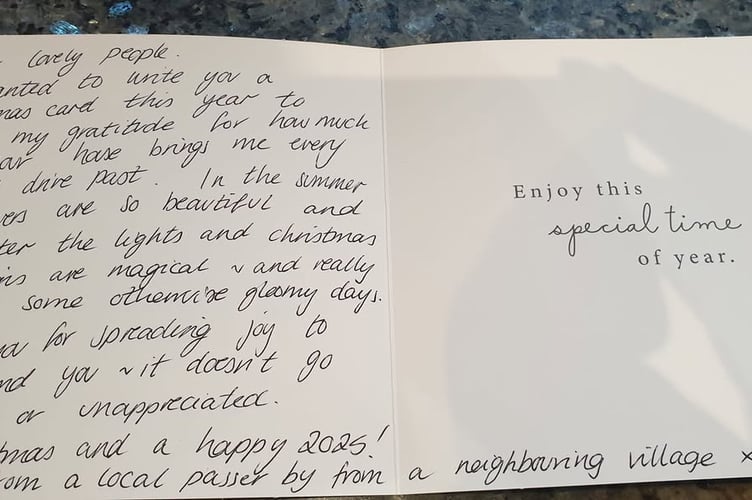 The card received by Claire and Mark White.