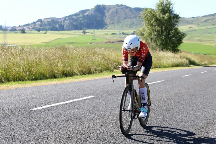 Hannah Smith on the cycling leg at the Ironman World Championships.