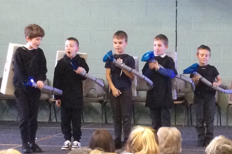 Bere Alston School Nativity play with Men In Black in an unexpected role.