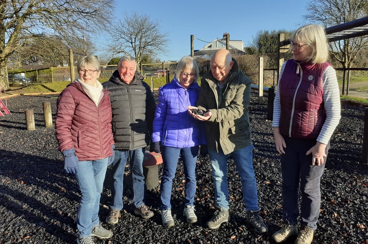 Bere Ferrers Parish Cllr Colin Shaw showing off the outdoor fitness machines at Bere Alston Rec.