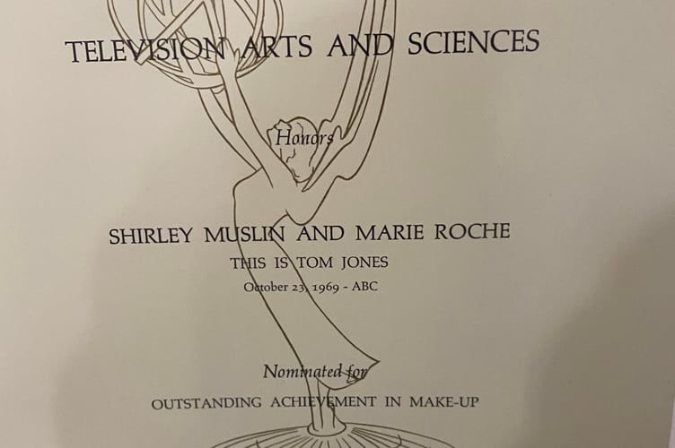 Shirley's Emmy nomination certificate for her make-up and hair work on the Tom Jones TV special