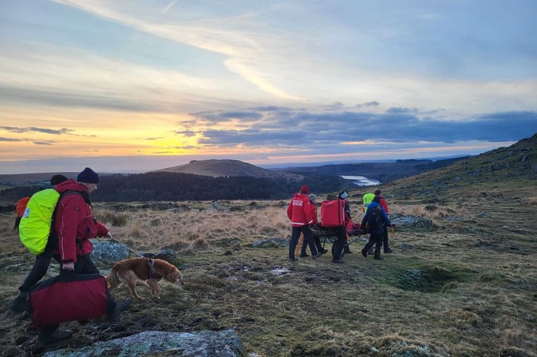 Tavistock Dartmoor Search & Rescue Team helped a dog walker hurt by her own dog.