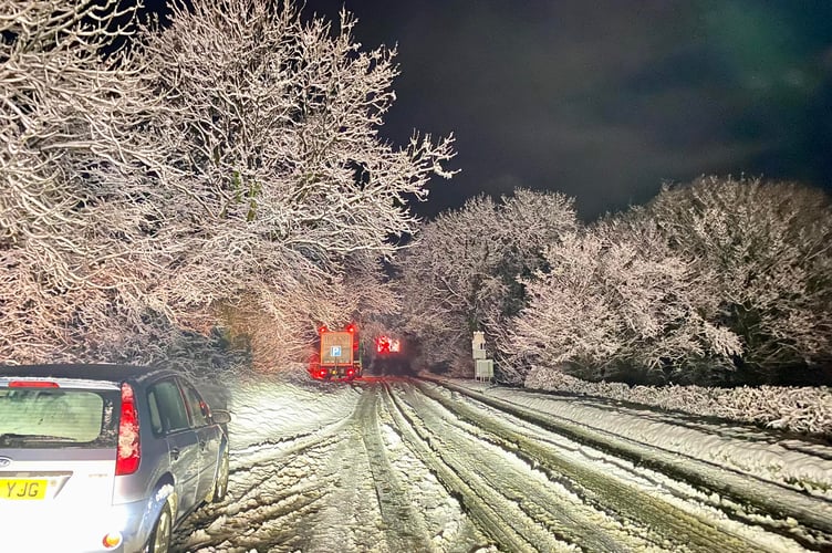 Nadine Lamb was stuck in her car in snow for three hours near Lydford five miles from her home in Tavistock on Monday night. She thanked the 4X4 group for their reassuring presence.