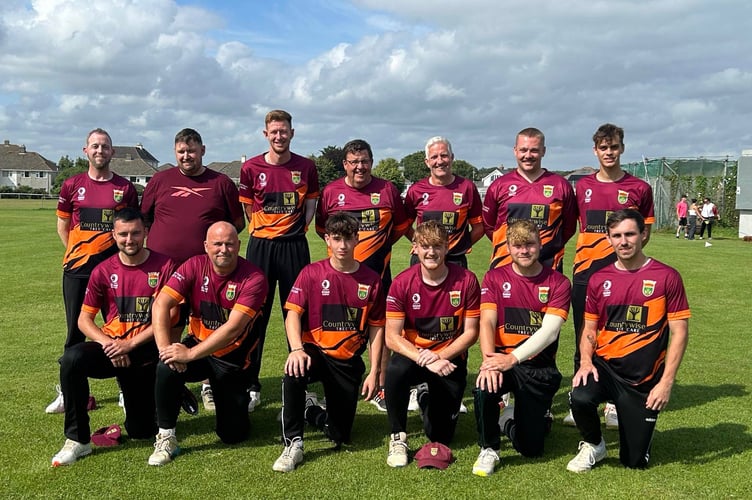Buckland Monachorum Crickety Club squad 2024: Back, Russell Selwood, Brett Simons, Dan Rogers, Steve Mannell, Adrian Berry, Mike Lynch (wk), Charlie Elkington. Front, Ben Berry, Mike Aldred, Charlie Cannone, Toby Halloran (capt), Adam Talbott, Alex Rich.