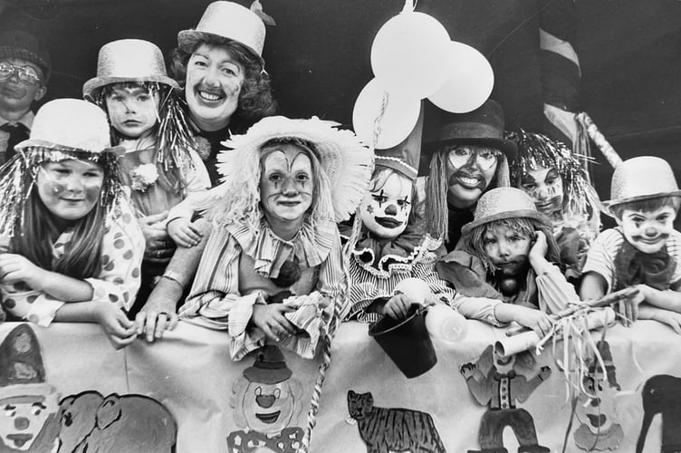 Clowning around at Kingsteignton Carnival from Sepember 1987