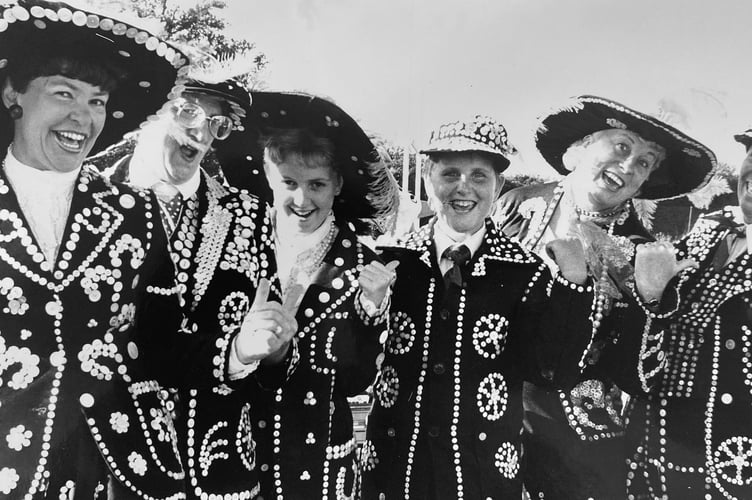 Pearly Kings and Queens at the 1987 Kingsteignton Carnival