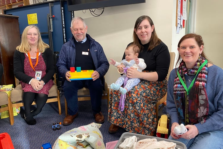 Tavistock Mayor Paul Ward launched the baby support group Babygrow with mother Libby Freeman and volunteer Sarah Cruise (right) and organisder Deborah Bevan (left)J