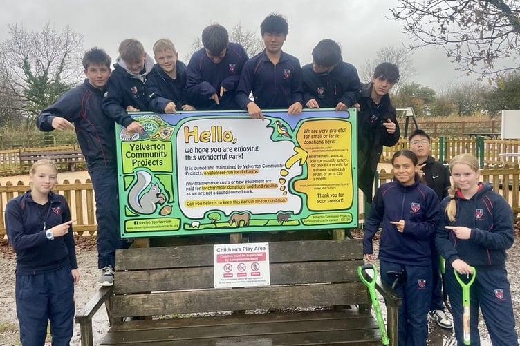 Mount Kelly College students clean and tidy Yelverton Play Park for their Duke of Edinburgh Award.