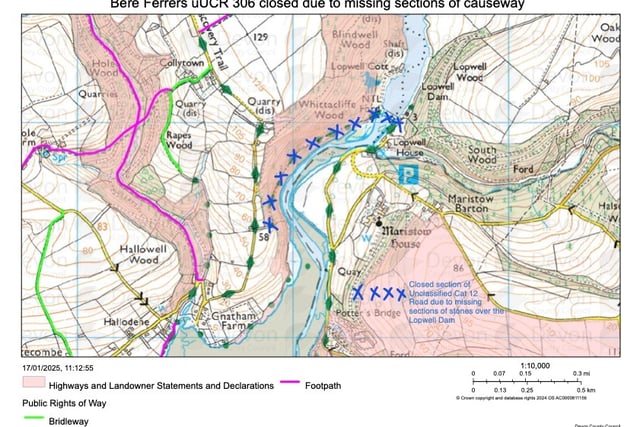 Dislodged stones force closure on Lopwell Dam Causeway