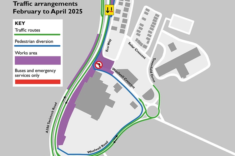New temporary traffic plan for Woolwell roadworks, Plymouth, from Monday, February 10.