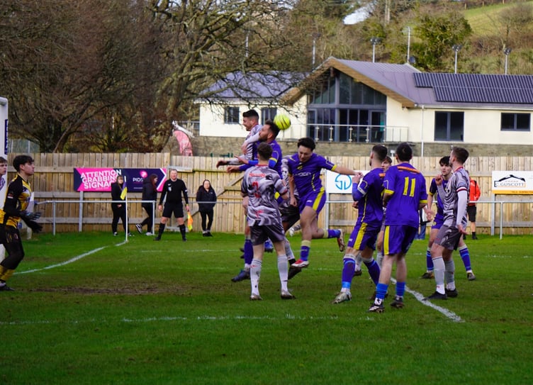 Action from Okehampton Argyle vs Bovey Tracey AFC