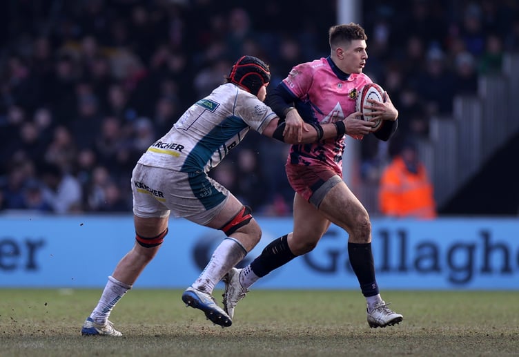 Exeter Chiefs centre Joe Hawkins in Premiership Rugby Cup action against Gloucester at Sandy Park