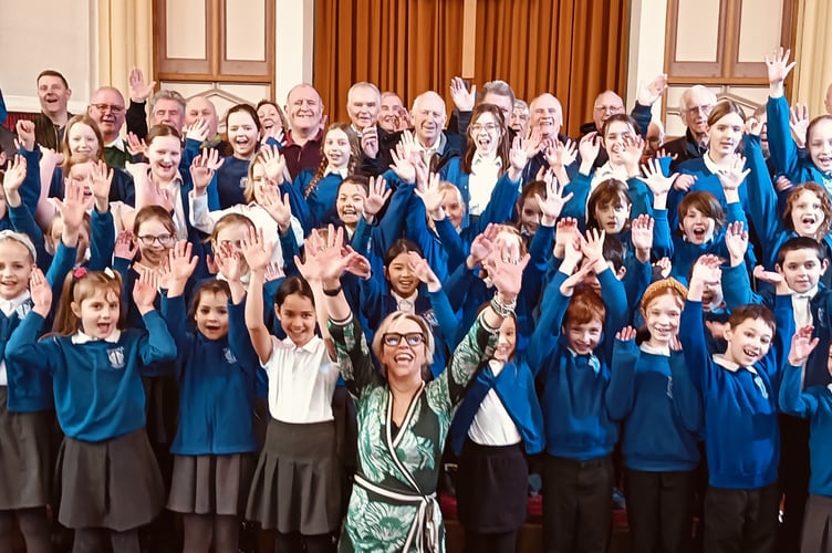 Tavistock Primary School's Big Choir shared the limelight with Marazion Apollo Male Voice Choir
